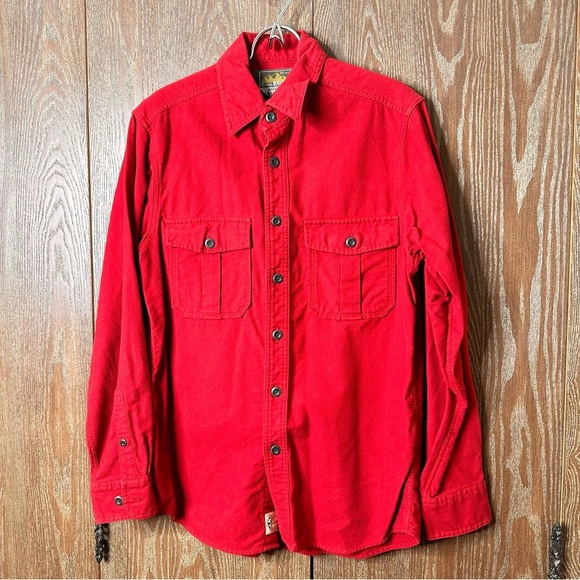 Eddie Bauer Flannel Shirt Mens S Long Sleeve Button Down Outdoor 100% Cotton Red - Picture 2 of 9